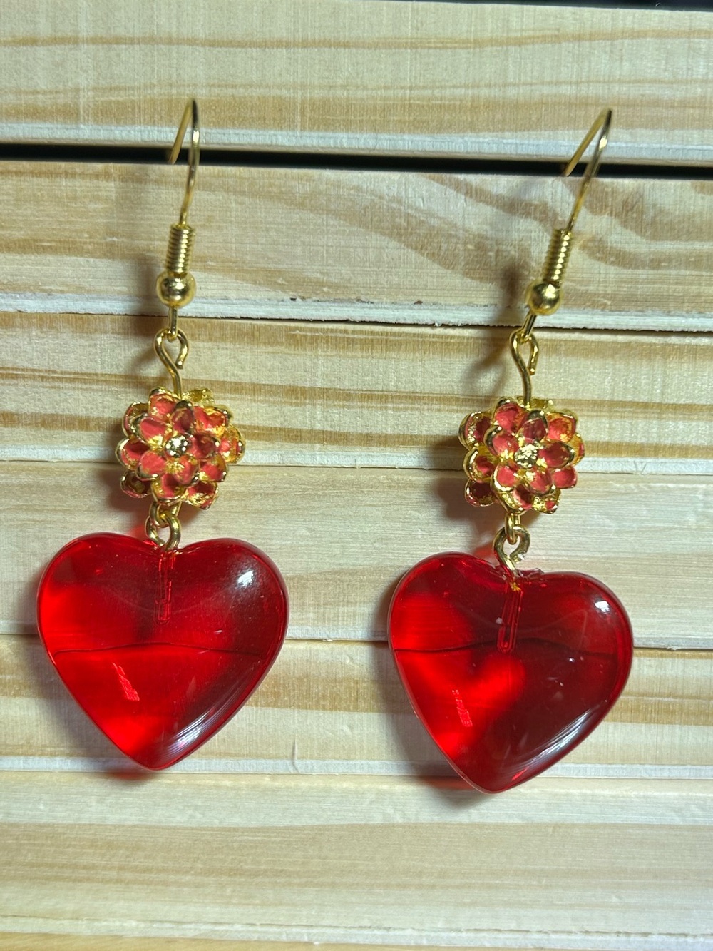 3/$25 Red Heart Drop Earrings
